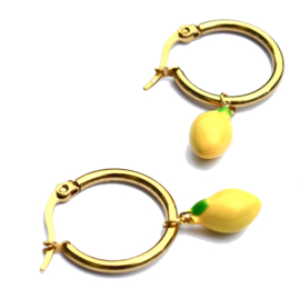 Lemon Golden Hoop Earrings