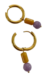 Bybjor Topaz & Jade Golden Hoop Earrings