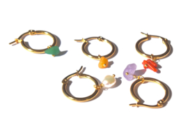 Rainbow Earring Gold Hoops