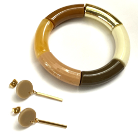 Circle & Bar Golden Earrings