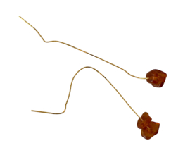Bybjor Amber Golden Threader Earrings