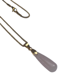 Rose Quarz Drop Stone Golden Necklace