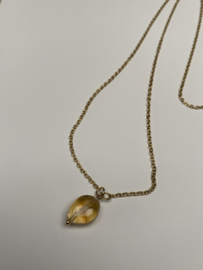 Bybjor Natural Citrine Golden Necklace