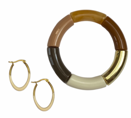 Golden Enamel Hoop Earrings