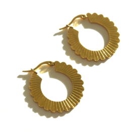 Golden Flower Hoop Earrings