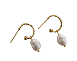 Bybjor Pearl & Twisted Hoop Earrings