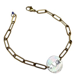 Bybjor "MOM" Mother of Pearl Chain Bracelet