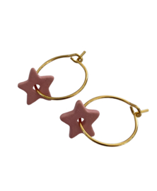 Colorful Stars Golden Hoop Earrings