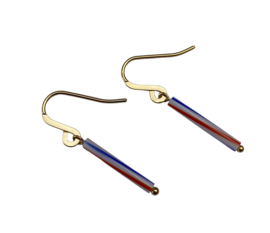 Bybjor Red & Blue Stripes Tube Earrings