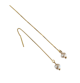 Little Pearl Sterling Golden Threader Earrings