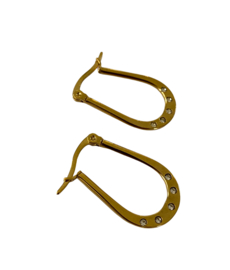 Zirconia Oval Hoop Golden Earrings
