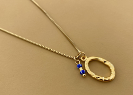 Circle & Cobalt Golden Necklace