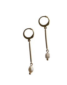 Pearl & Bar Golden Earrings