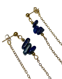 Bybjor Natural Lapis Lazuli Blue Chain Earrings