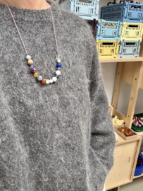 Bybjor Pastel Crystals & Button Necklace