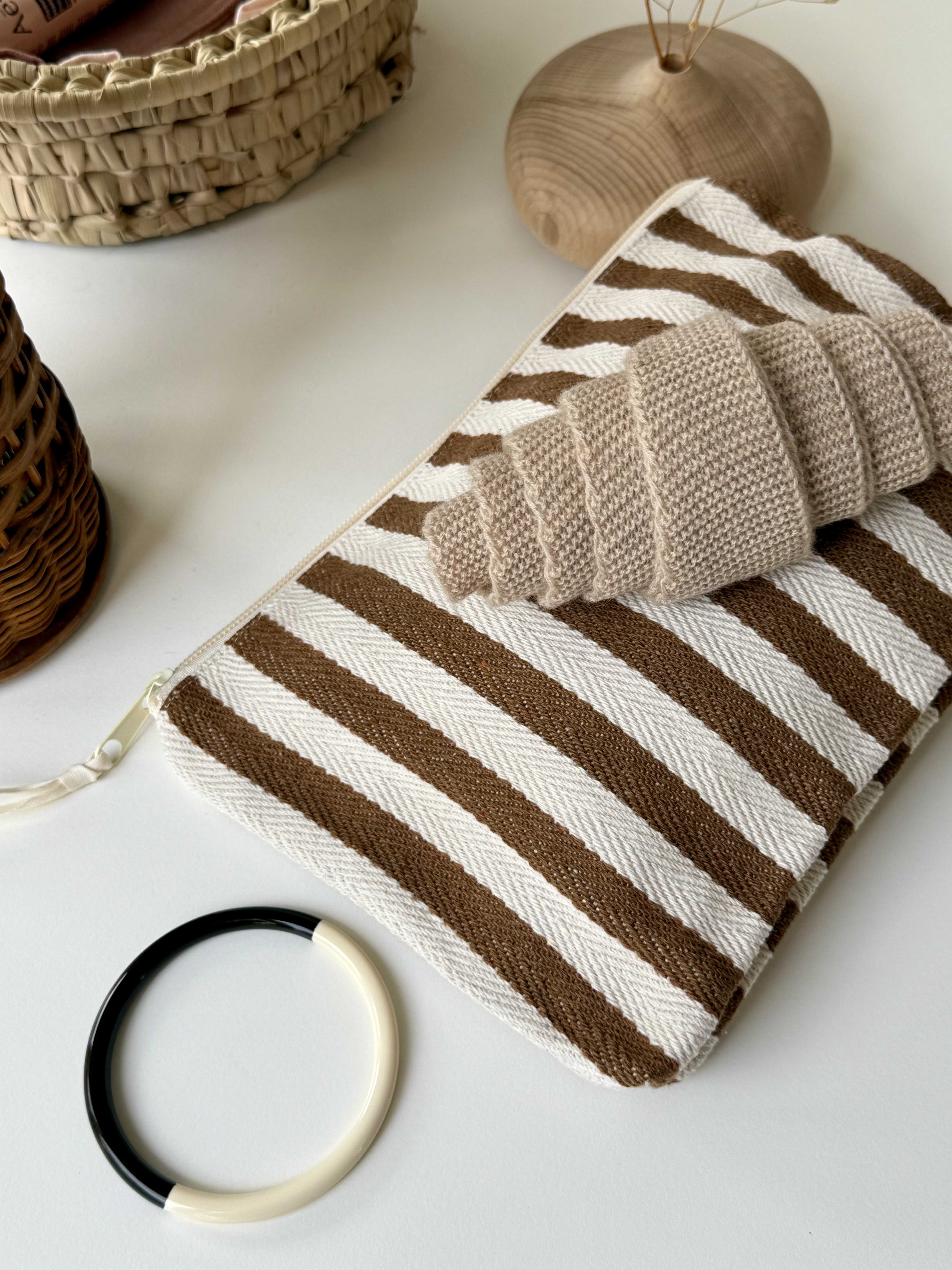 Toilet Bag Natural White-Brown