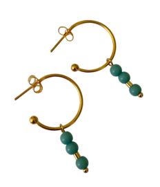 Olive & Blue Opale Golden Earrings