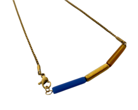 Bybjor Colorful Glass & Ceramic Tube Bar Necklace