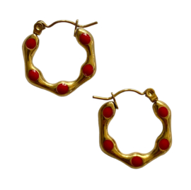 Colorful Enamel Golden Hoop Earrings