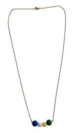 Colorful Beads Bar Golden Necklace