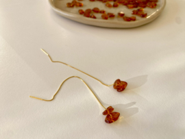 Bybjor Amber Golden Threader Earrings