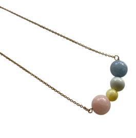 Colorful Beads Bar Golden Necklace