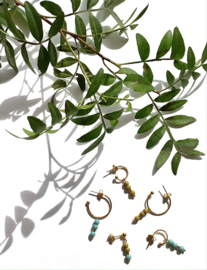 Olive & Blue Opale Golden Earrings