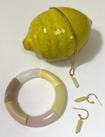 Bybjor Lemon Stone & Twisted Hoop Earrings