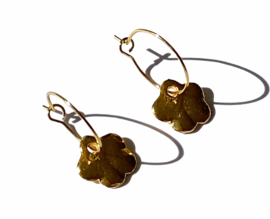 Golden Flower Hoop Earrings