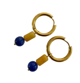 Bybjor Topaz & Jade Golden Hoop Earrings