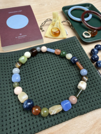 Bybjor Square Stone & Bead Chunky Necklace