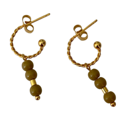 Olive & Blue Opale Golden Earrings