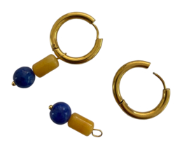 Bybjor Topaz & Jade Golden Hoop Earrings