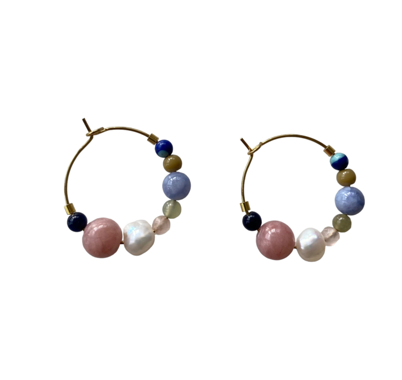 Bybjor Colorful Pearl Hoop Earrings