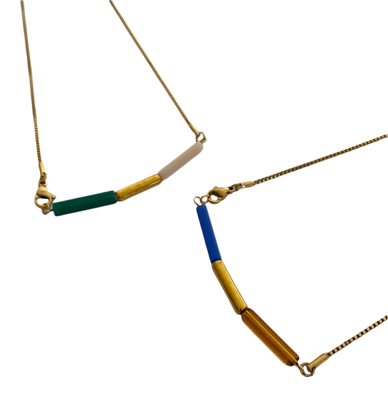 Colorful Glass & Ceramic Tube Bar Necklace