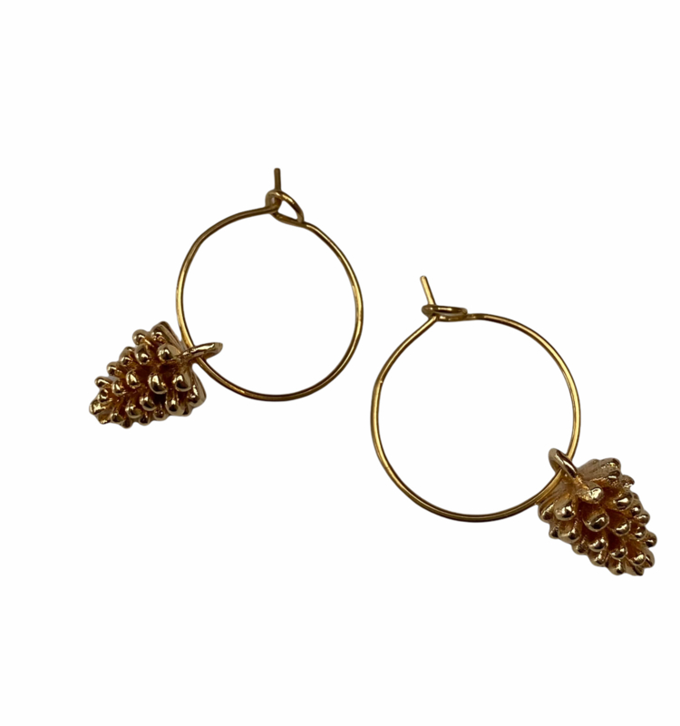Pinecone Golden Hoop Earrings
