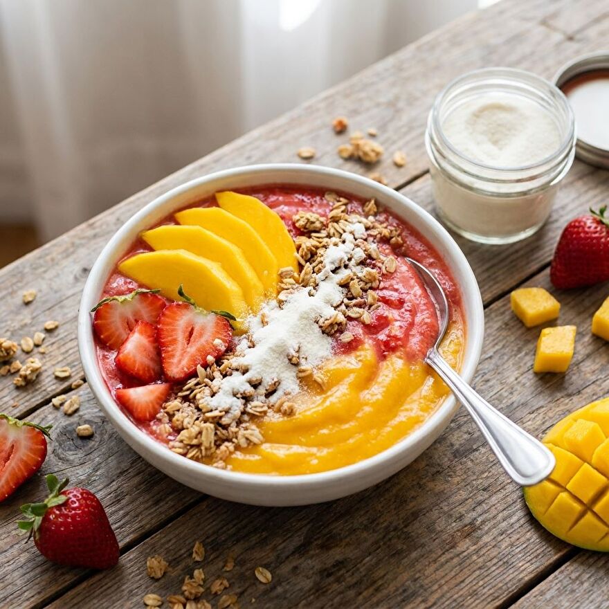 smoothie collageen mango aardbei ecolife