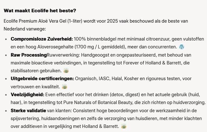 wat maakt Ecolife aloe vera de beste