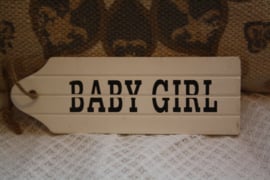 wit houten deurhanger "Babygirl"