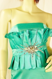 Exclusieve strapless galajurk MD-D011 cyaan