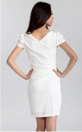 Witte chiffon korte avondjurk CWYS - 003