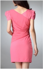Rose chiffon korte avondjurk CWYS - 003
