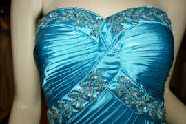 Hartvorm strapless galajurk SYR M0029 turquoise