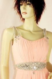 A-lijn jurk in chiffon stof MLS -2169 lichtzalm