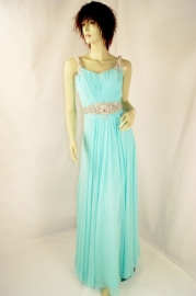 A-lijn jurk in chiffon stof MLS -2169 cyaan