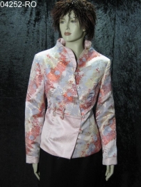 04252 Blousejasje in wit met rose/rood