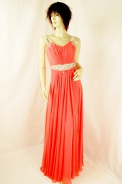 A-lijn jurk in chiffon stof MLS -2169 zalmkleur