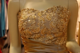 Gedrapeerde jurk PSF - 111303 bruin