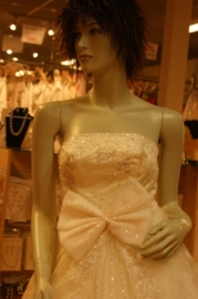 Strapless ivoor korte bruidsjurk  ( Nr. AX - 002 )
