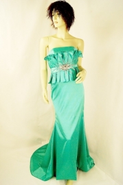 Exclusieve strapless galajurk MD-D011 cyaan
